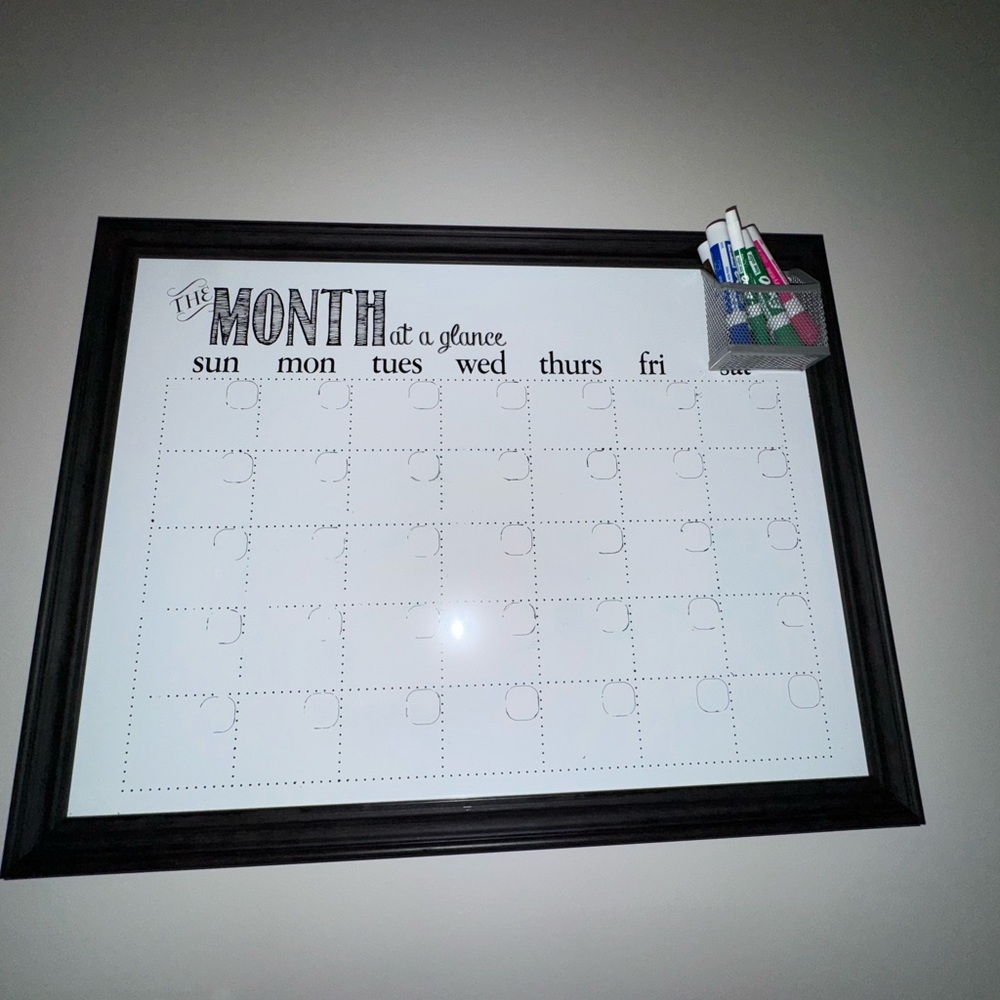Black Framed Monthly Dry Erase Calendar